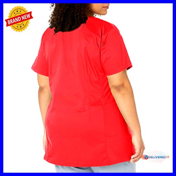 Maternity Mock Wrap Scrub Top with Pockets, 65% Polyester 35% Cotton - Picture 2 of 6